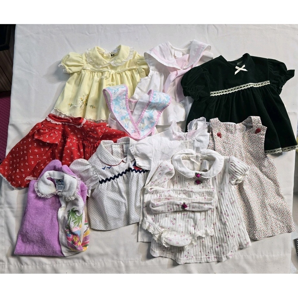 Vintage Bright Future Girls Dres 0-3 Months  Knitwhite Pink Lot Of 12